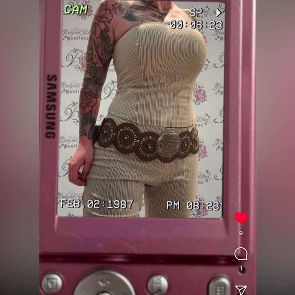 Le château set tube top Bottoms striped Grey cream beige vintage y2k 2000s - Picture 2 of 13